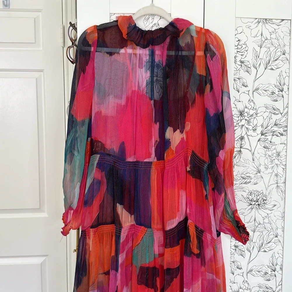 Anthropologie Marais chiffon watercolor tiered maxi dress - Picture 9 of 11